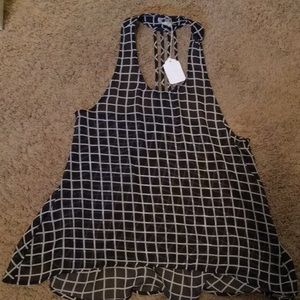 NWT see through black checkered tank